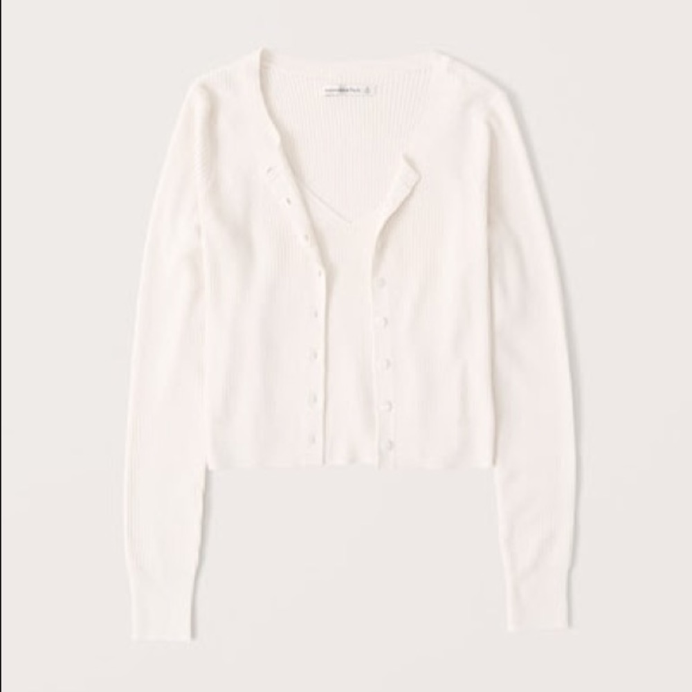 Abercrombie Off-White Tank & Cardigan Set